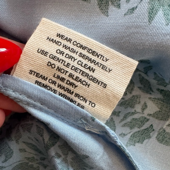 OMIKA Adele Mini Dress XS Blue Green Floral Smocked Boho Resort 100% Modal - Picture 12 of 12